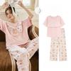 Pure Cotton Summer Sleepwear Set For Women With Chest Padding And Breathable Short Sleeve Long Pants For Home And Outdoors