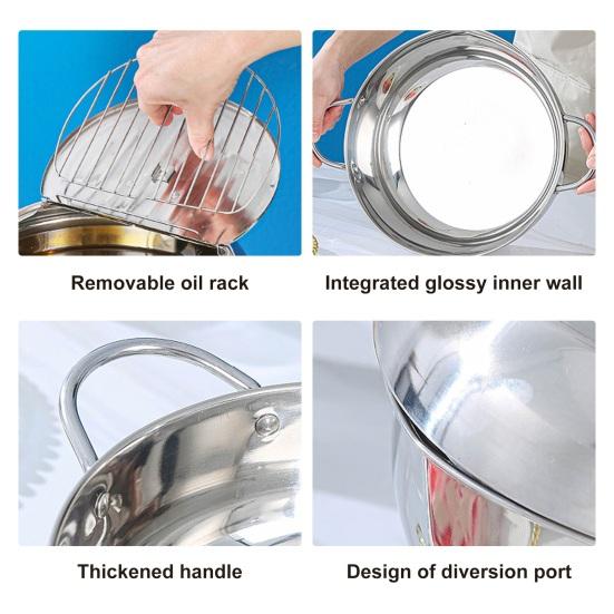 Edelstahl Friteuse Topf mit Deckel Japanische Friteuse Temperatur