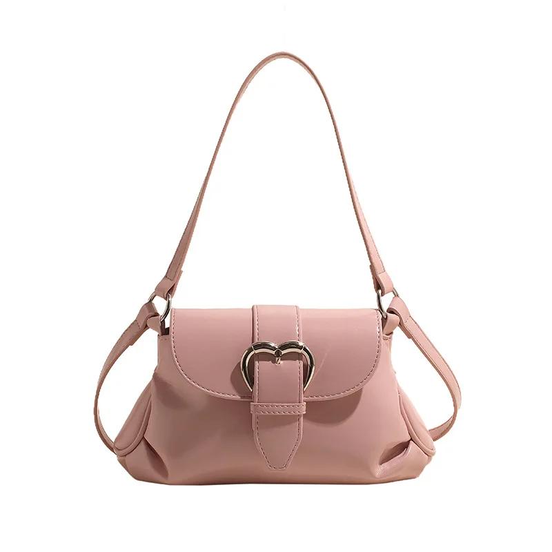 Versatile Armpit Bag for Women  One Shoulder Bag  Elegant Love Buckle  PU Leather Bag  New Fashion