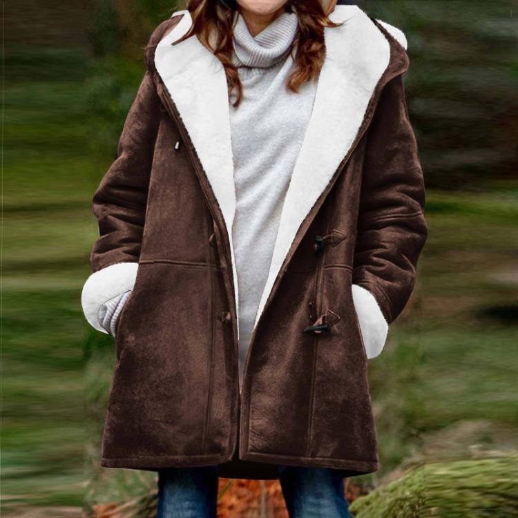 Hooded Women Jacket Long Sleeve Casual Coat Fashion Autumn Winter Solid Color Print Outerwear S
