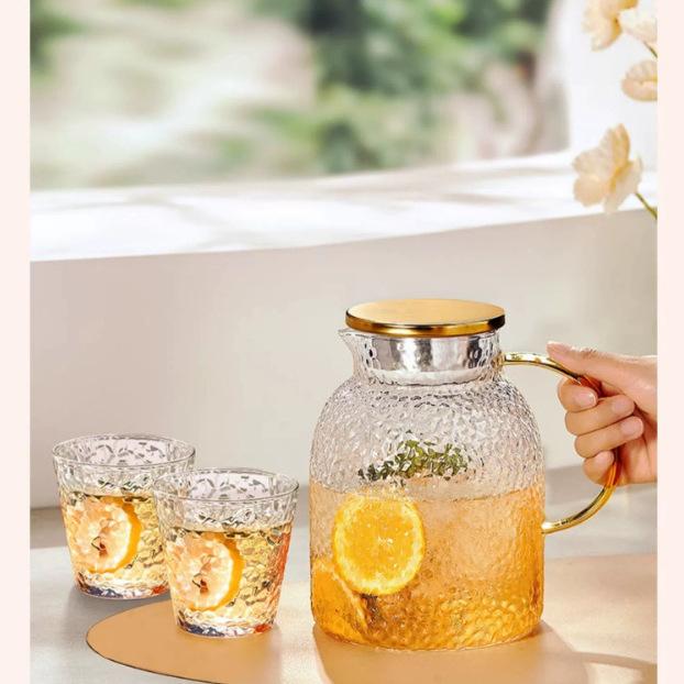 High Borosilicate Glass Cool Kettle Thickened High Temperature Resistant Hammer Pattern Boiling Teapot Large Capacity Home Use Teapot for Guests