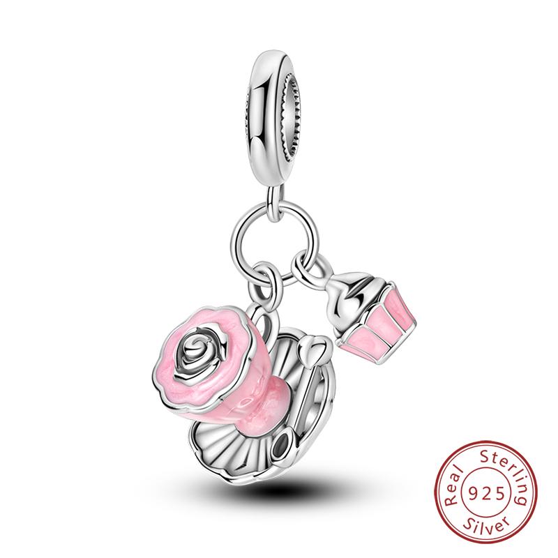 Copper Little Bear Soft Candy Coffee Strawberry Cake Afternoon Tea Charms Beads Fit Qikaola Bracelets Diy Jewelry