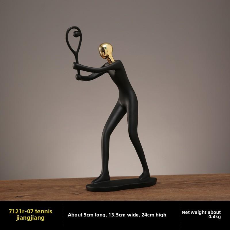 

Смола Спортивная Стильная Фигурка Для Витрины и Домашнего Искусства Офис Gold Tennis