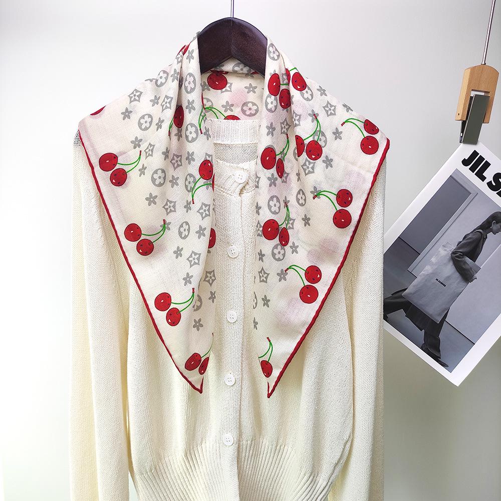Cherry Girl Autumn/Winter Korean Style Real Silk & Wool Scarf - Warm Medium Square Shawl