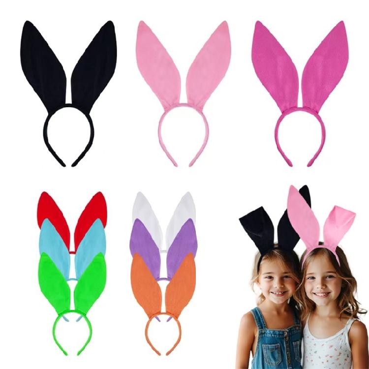 Diadema a forma di orecchie lunghe da ragazza Divertente cerchietto da coniglio per festa Compleanno Fasce per capelli Copricapo da palcoscenico Accessori per foto di Pasqua