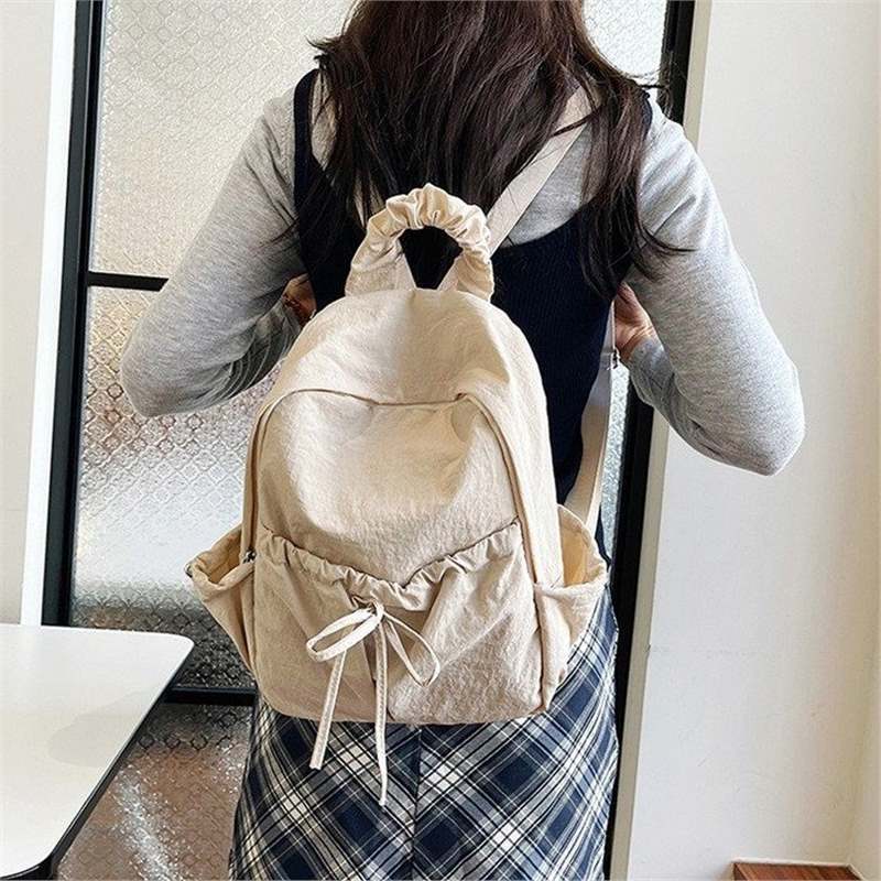 Schoolbag Washed Cloth Simple Japanese Backpack, Double Back Mori High-value Backpack Large Capacity Chinese College Student Schoolbag