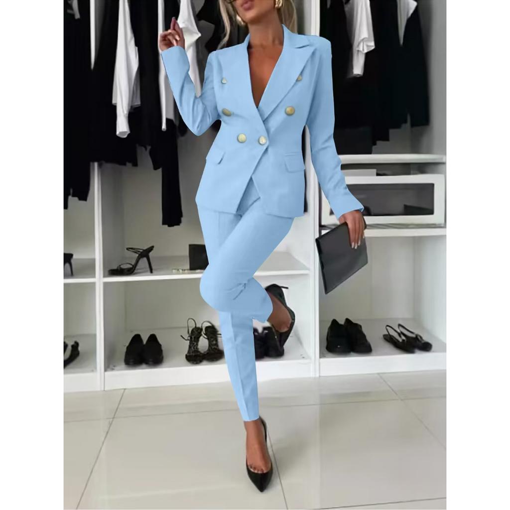 2025 Spring Summer Women's Office Suit Set, Slim Fit Blazer with Trousers for Business Casual, Professional Two-Piece Workwear for Commute