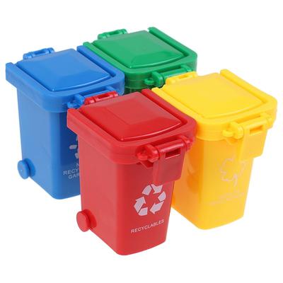 4-teiliges Simulationsset 1:12 puppenhaus Mini Mülleimer Spielzeug Müllwagen Dosen Bordsteinkante Fahrzeug Bin Spielzeug Kid Simulation Möbel Spielzeug Geschenk