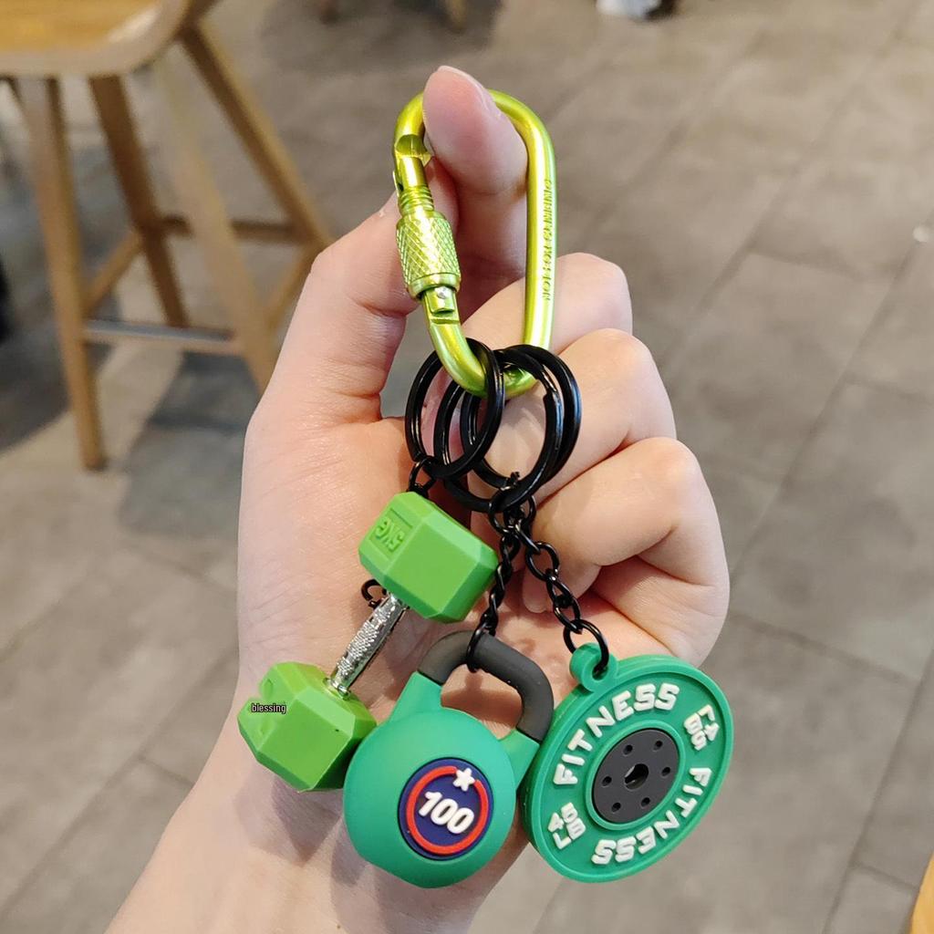 Unisex Fitness Dumbbell & Kettlebell Keychain - Sports Pendant and Bag Charm Gift