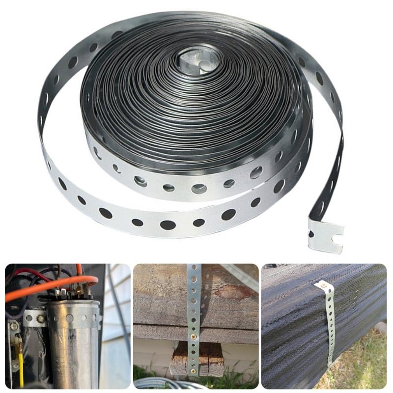 15m Galvanized Metal Strapping Punched Holes Metal Strap for Pipe Support and Sheet Metal Processing Fixing