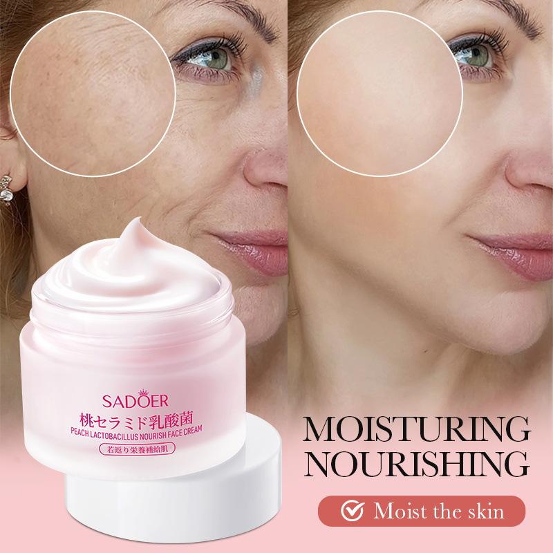 SADOER Peach Nourishing Hydration & Rejuvenation Cream Feuchtigkeitsspendende Gesichtscreme mit Lactobacillus