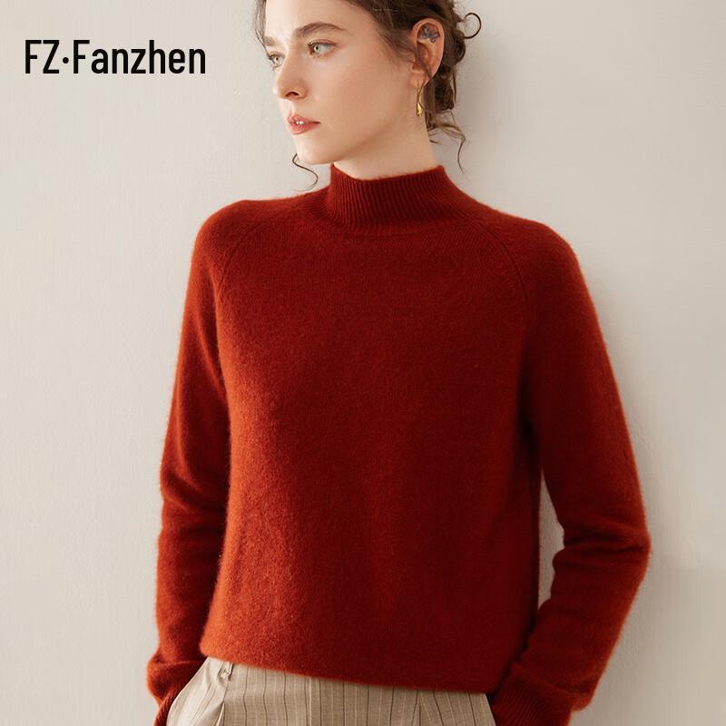 Vanzhen Women's 2024 A/W Thickened Cashmere Mock Neck Knit Sweater