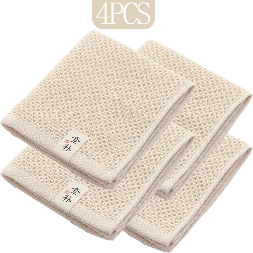 Set of 4 100% pure cotton waffle weave towels, size 74x34 cm, soft, absorbent, and quick-drying, suitable for the bathroom.