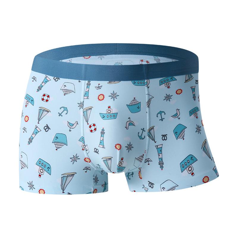 4pcs Large Size Men's Summer Ice Silk Cartoon Trend Personality Teenagers Flat Angle Underwear