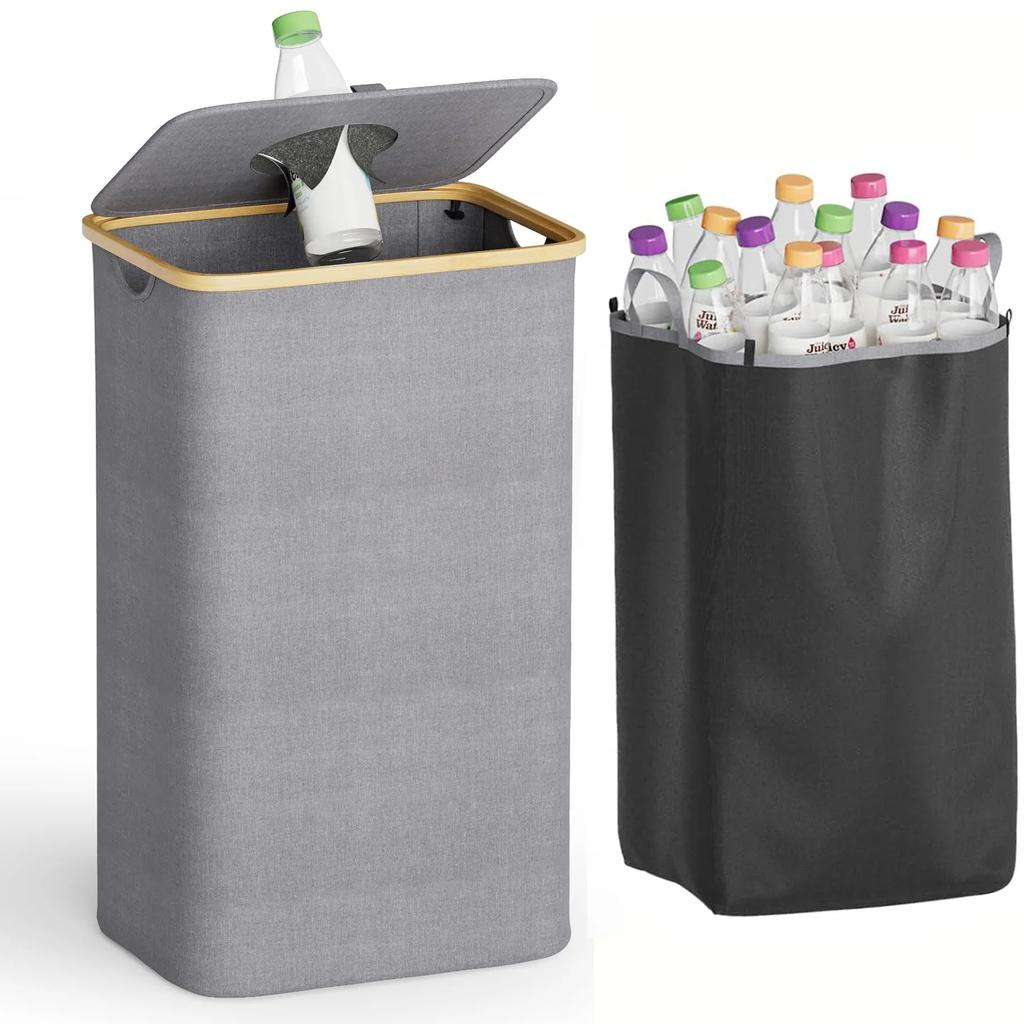 26 Gallonen 100L Küchen-Aufbewahrungseimer mit Deckel, Herausnehmbarer wiederverwendbarer Innensack - Ideal für Flaschen, Dosen, Glas- und Kunststoffabfälle