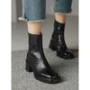 French retro thick heel short boots women's 2026 autumn and winter new square head high heel boots slim Martin boots single boots