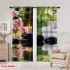 2Pcs Spa Curtains Massage Theme Candles Orchids And Stones In Garden Japanese Oriental Suitable For Living Room Bedroom Kitchen