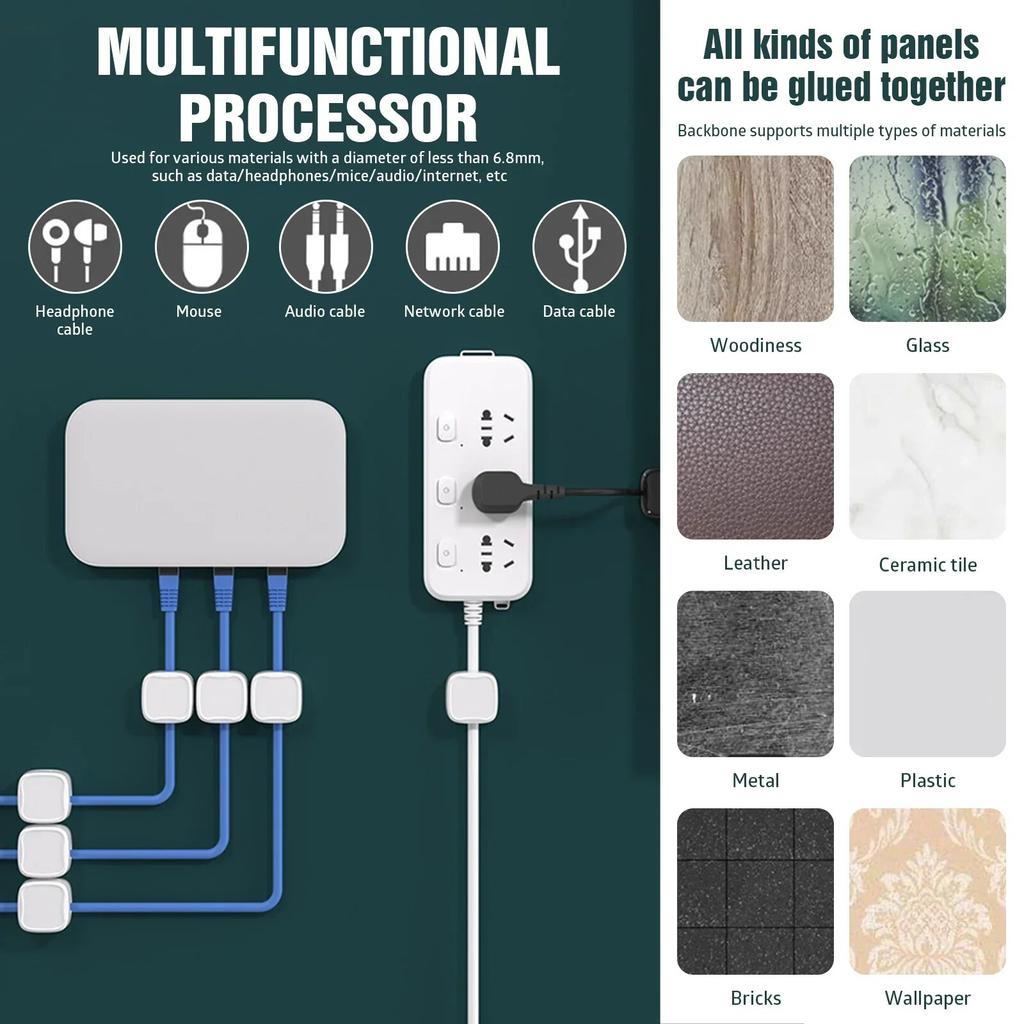 24PCS Magnetic Cable Organiser Clips Cable Management Wire Manager Cord Holder Charging Cable Winder Wall Mounted Hook