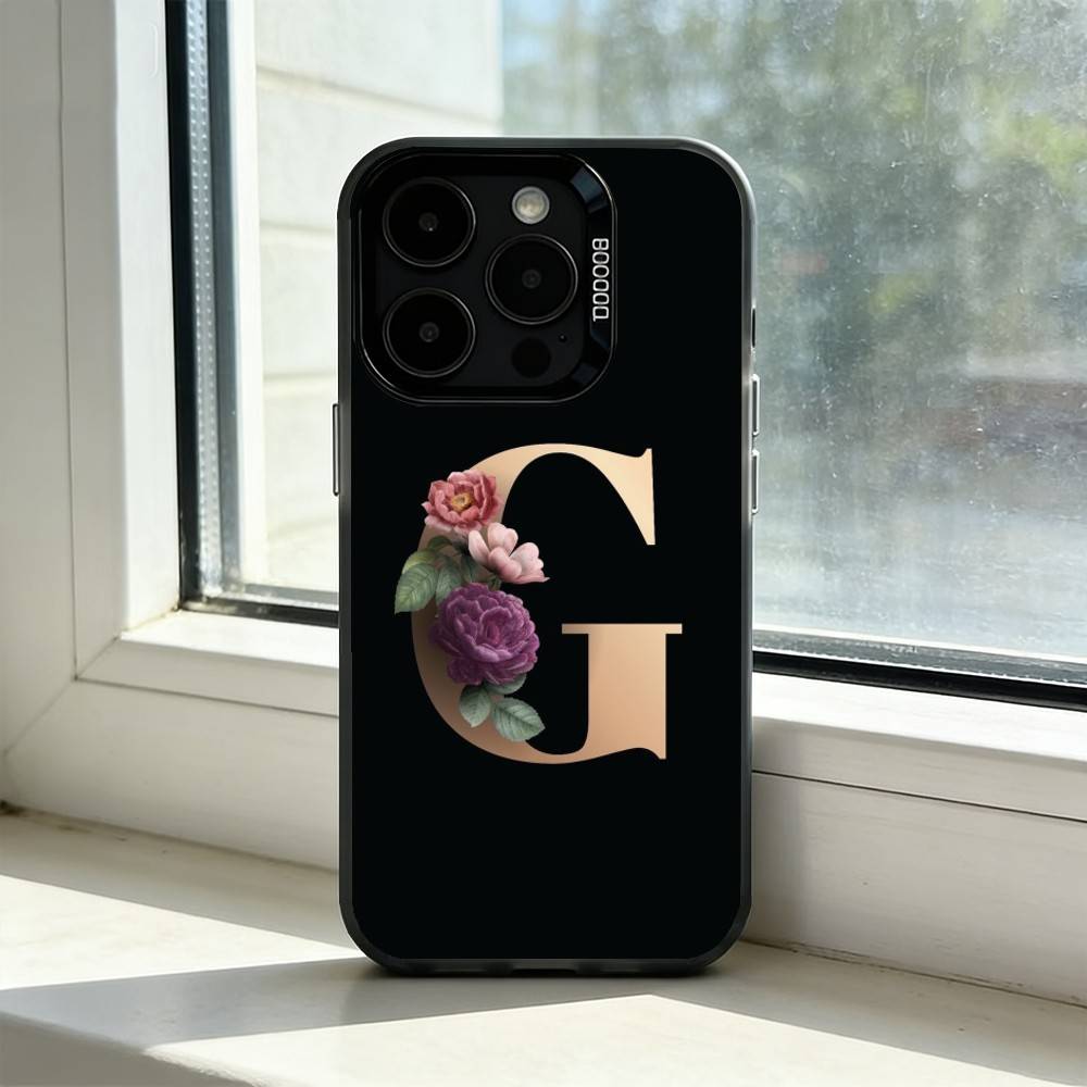 

Чехол для телефона с цветами и буквой L для iPhone 17,16,15,14,13,12,11 Plus,Pro Max,XS, Цветной Серебристый Черный Чехол iPhone16e