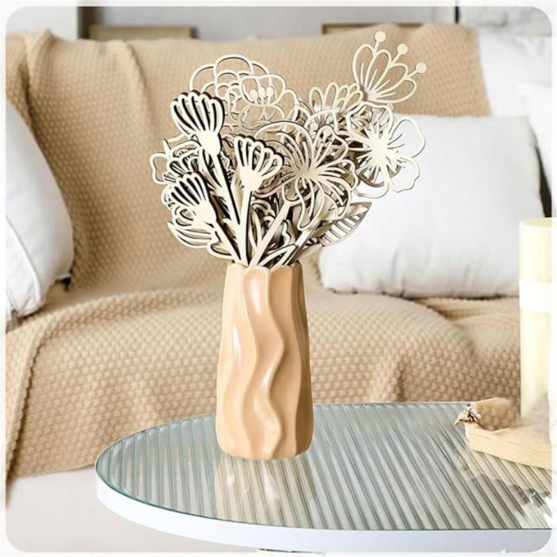 Wooden Wildflower Decors,Wood Flower Cutout for DIY Crafts,Wall Decors Hanging Florals Sculpture Wildflower Stems