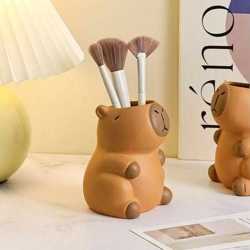 Cartoon Capybara Pen Holder Tabletop Storage Interesting Capybara Pencil Storage Box Multi-Functional Cosmetic Organizer