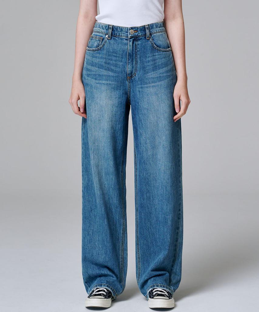 MALOUPE 9143 Classic Wide Denim Pants (Medium Indigo)