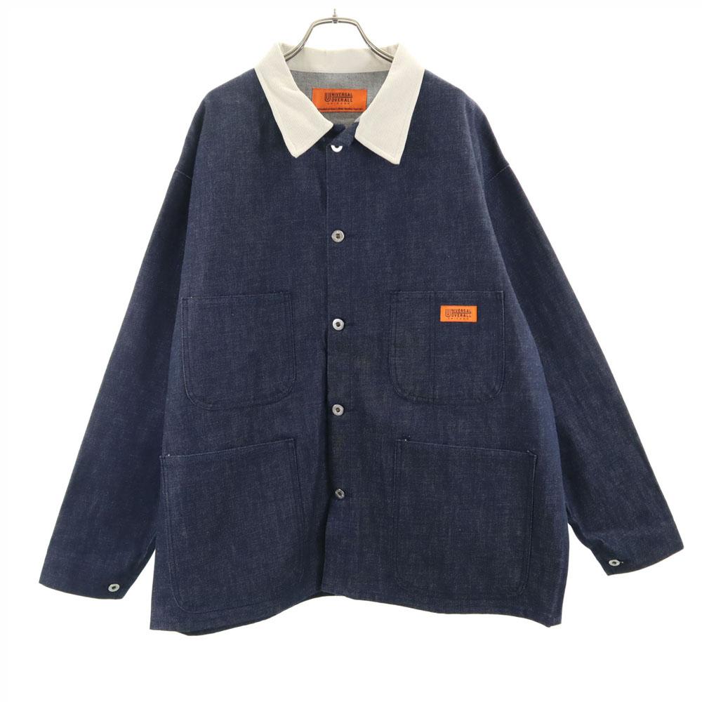 

UNIVERSAL OVERALL denim Coverall L Indigo Corduroy collar Men s Used