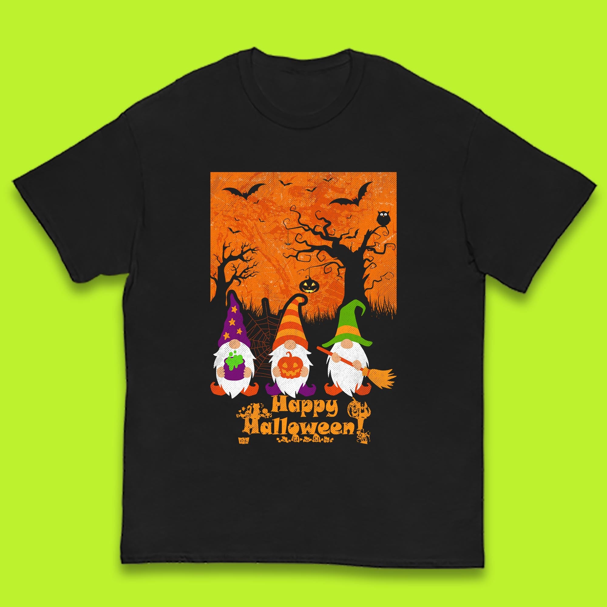 Happy Halloween Gnomies Spooky Witch Gnomes Scary Halloween Trees Gnome Lover Kids T Shirt 120