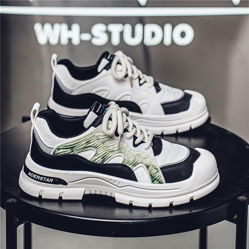 

Fashion Men Shoes 2025 New Spring Fashion Trend Niche Design Breathable Thick Soled Flat Shoes Sports Comfortable Casual Chunky Sneakers 39 чёрный