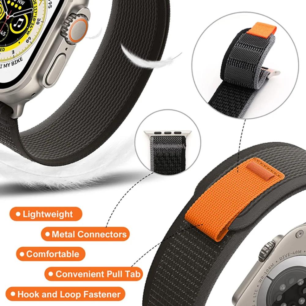 Nylon Trail Loop Strap for Apple Watch Bands 49mm 45 44 42 46 41 40 38mm Bracelet for iWatch Series 11 10 9 8 7 6 5 SE Ultra 3 2 3