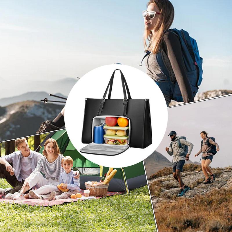 Tote Bag with Lunch Compartment Laptop Bag Tote Wwith Lunch Box Compartment Computer Holder Fruits Drinks Snacks Container