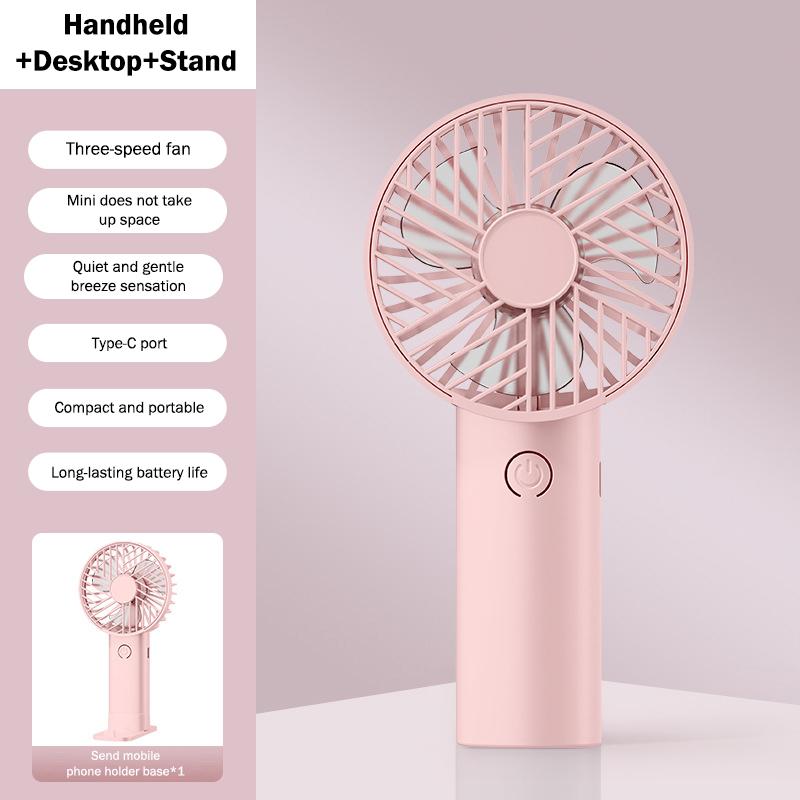 Small Portable Fan Handheld Lightweight Pocket Size Mini Fan USB Rechargeable for Home Work and Travel