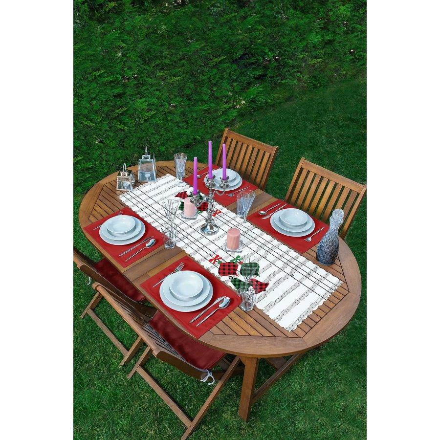 New Year Concept Printed Runner and Placemat Set 5 Pieces / Placemat Table Mat Dining Table Mat Coaster