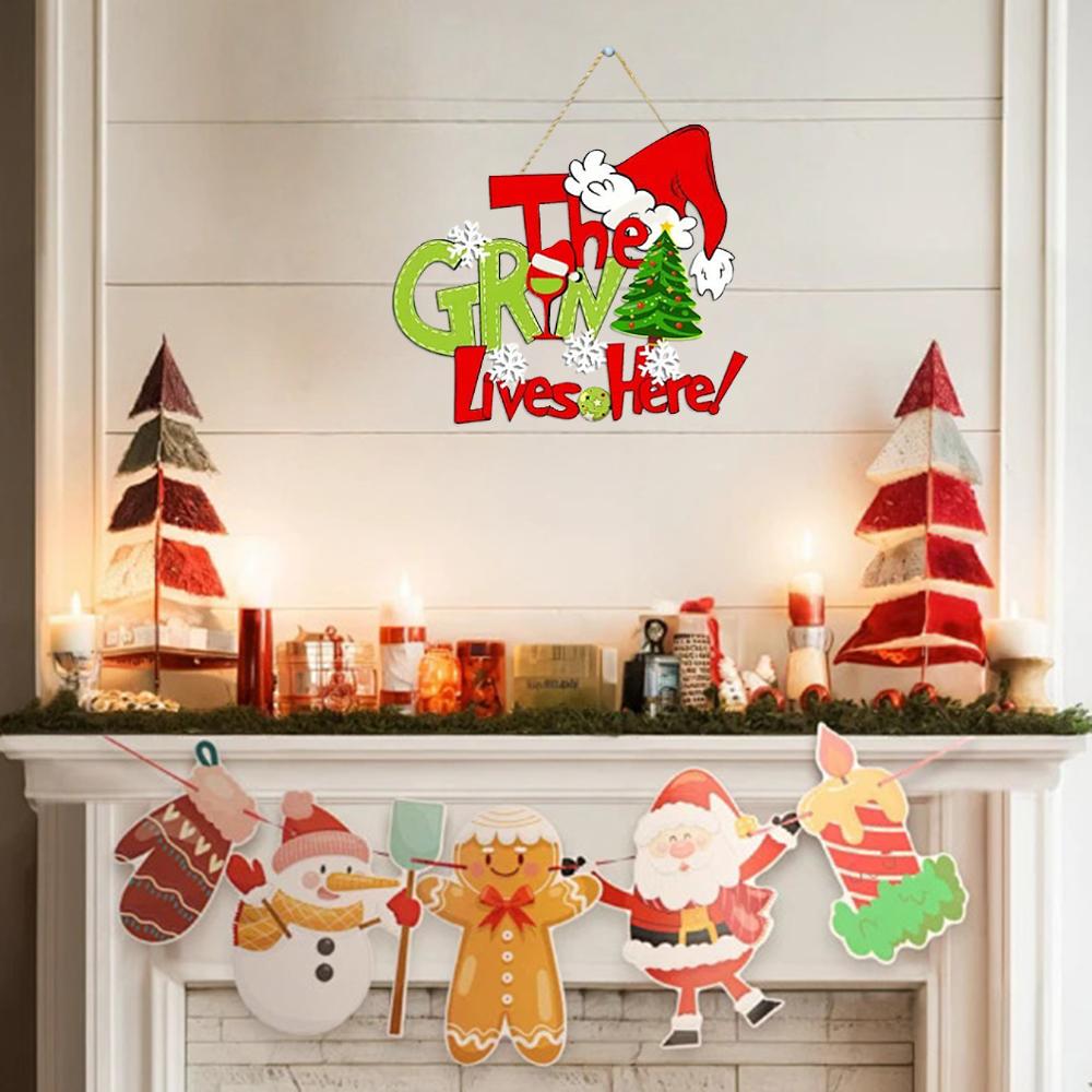 Christmas Wooden Sign, Christmas Front Door Hanging, Christmas Tree Decorations, Christmas Decorations,Party Decoration Supplies
