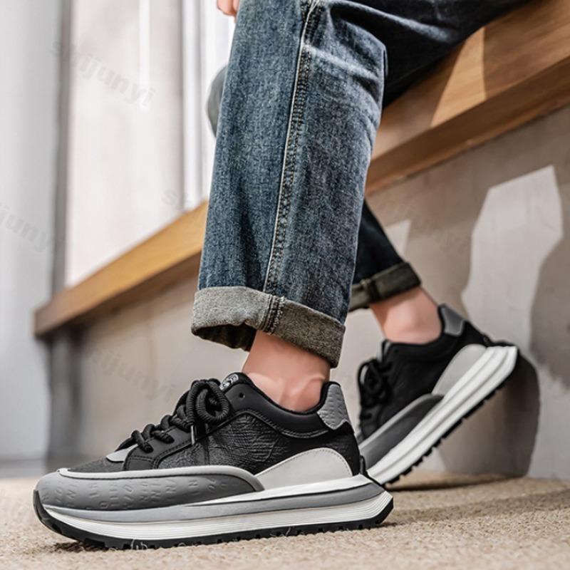 Fashion 2025 New Men's Shoes Spring Breathable Casual Sneakers Comfortable Versatile Thick Bottom Height Increasing Chunky Sports Shoes