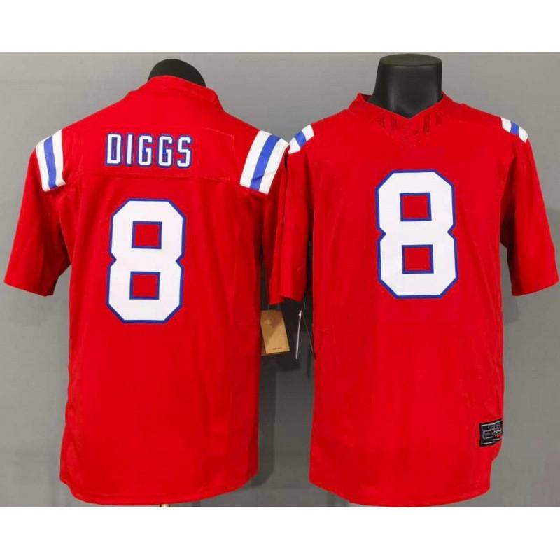New England Patriots 8 Diggs Football Jersey Mens Fan Game Day Red White Regular Fit