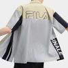 FILA Original Soft Comfortable Striped Letter Splicing Versatile Loose Short Sleeve Shirt Men shirts Light-Khaki F11M529403F-DK