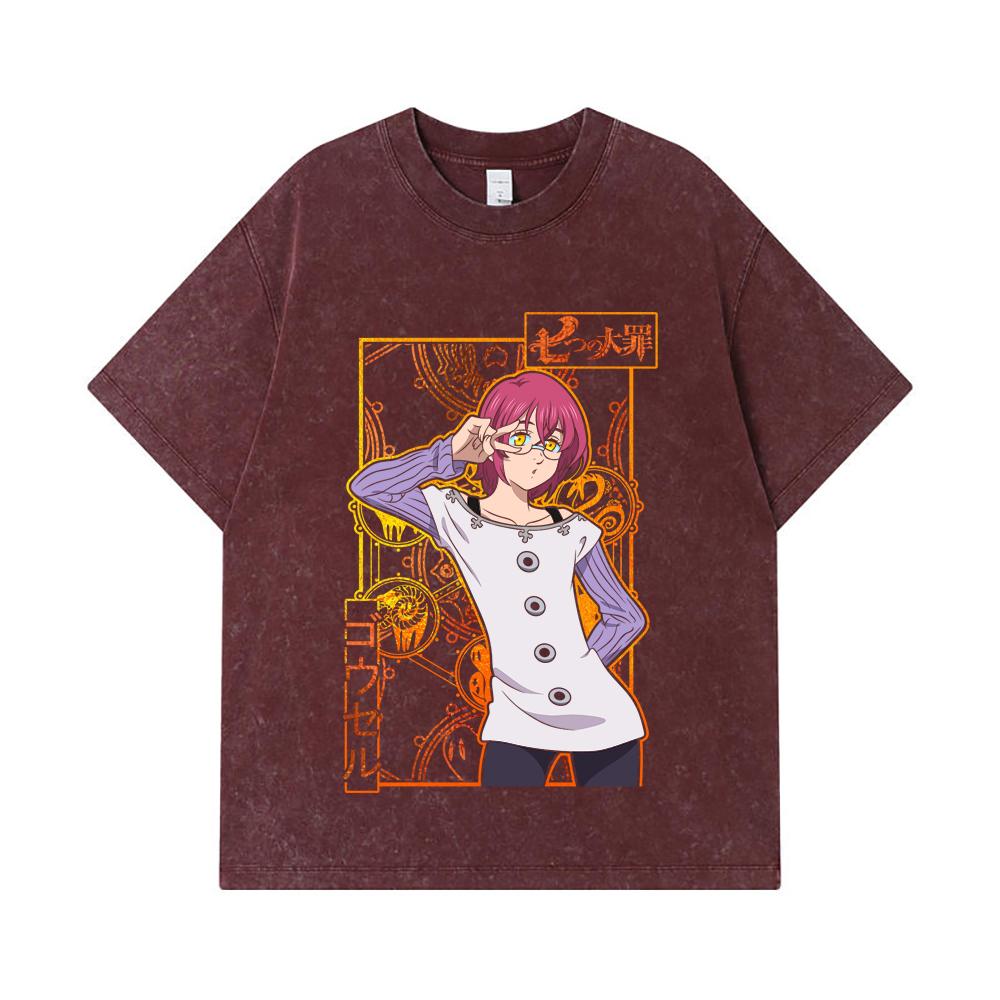 275 GSM Washed T-shirts 100% Cotton Seven Deadly Sins V11 Gowther Print Unisex Heavy Cotton T Shirt