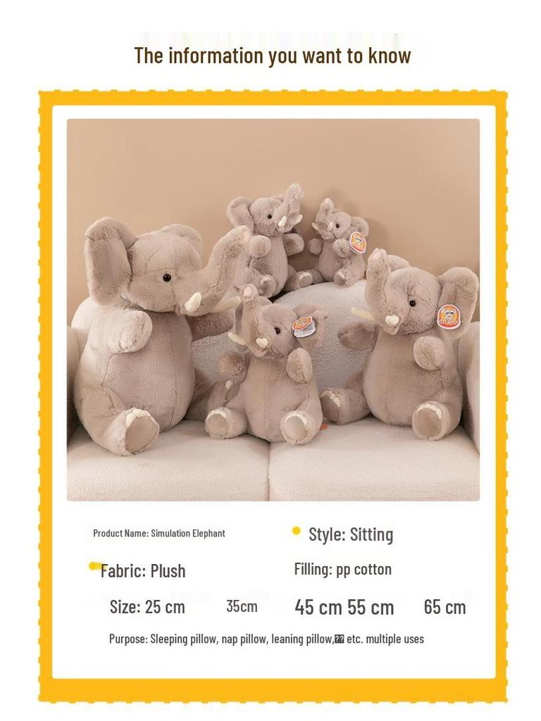 Genuine Elephant Plush Toy - Comforting Cloth Doll for Children
