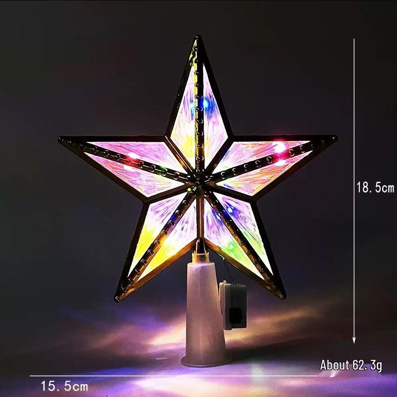 Christmas Transparent Luminous Star Tree Topper - Light-up Five-Pointed Decoration
