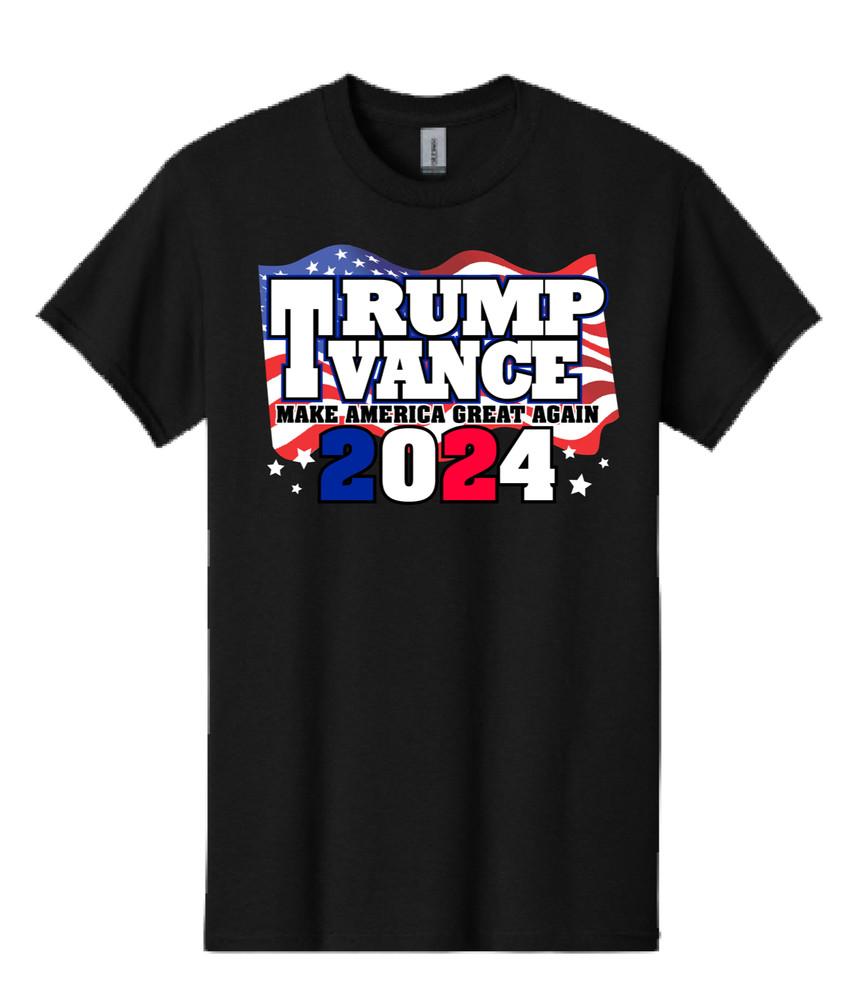 TRUMP VANCE Make America Great Again Flag Black T-Shirt 2024 Election Republican Unisex T-Shirt XXXL