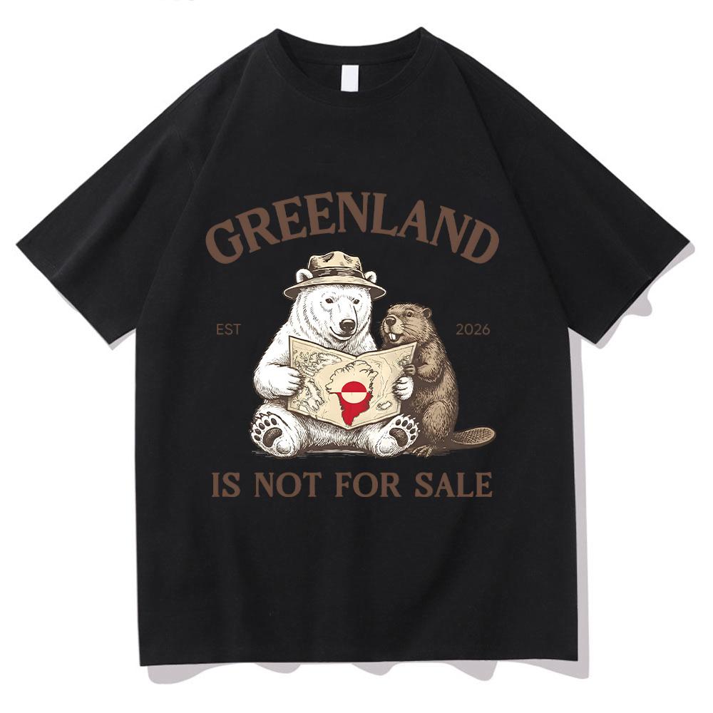 Greenland Is Not for Sale T-Shirt Dear Greenland Animal Cartoon Print Clothing Comfortable 100%Cotton Casual Short Sleeve Unisex Tee Men women clothes