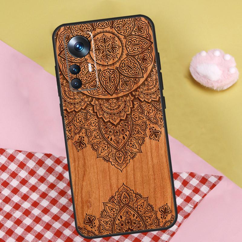 Mandala Floral Wood For Xiaomi 14 15 Ultra 13T 14T 15T 17 Pro Max Case For POCO F8 Ultra X7 X5 X6 F5 F6 F7 Pro