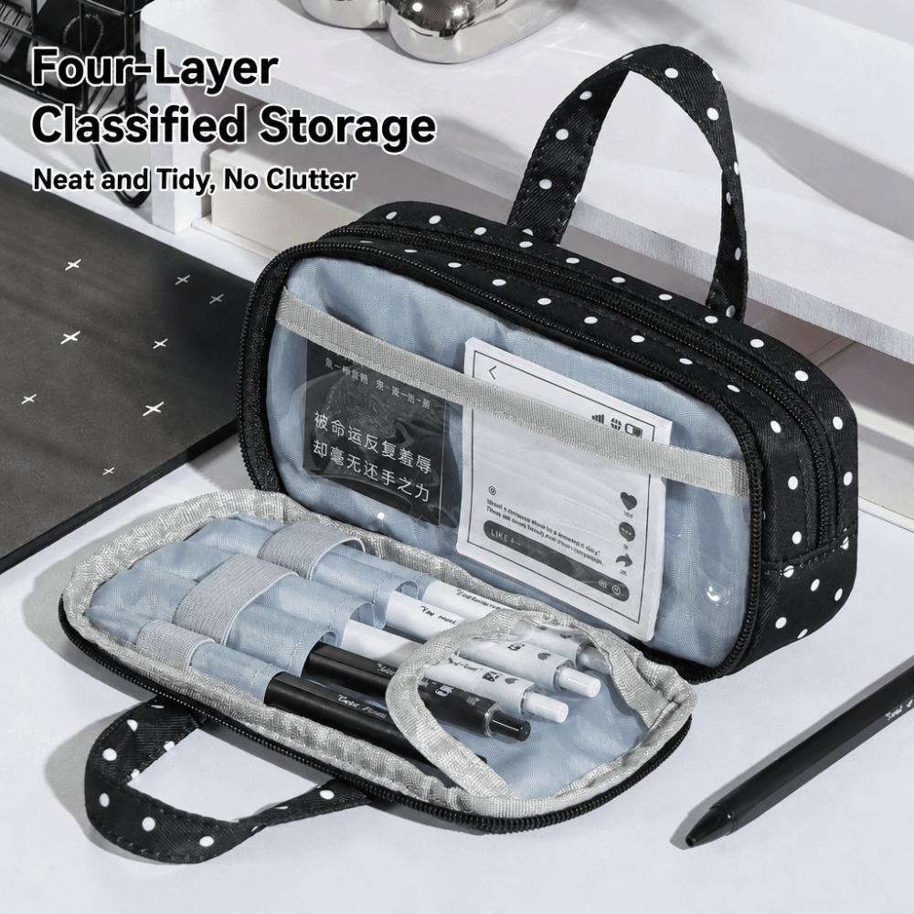 Multi-Layer Pencil Case Ruffle Lace Trim Pencil Pouch Large Capacity Stationery Organizer  Students