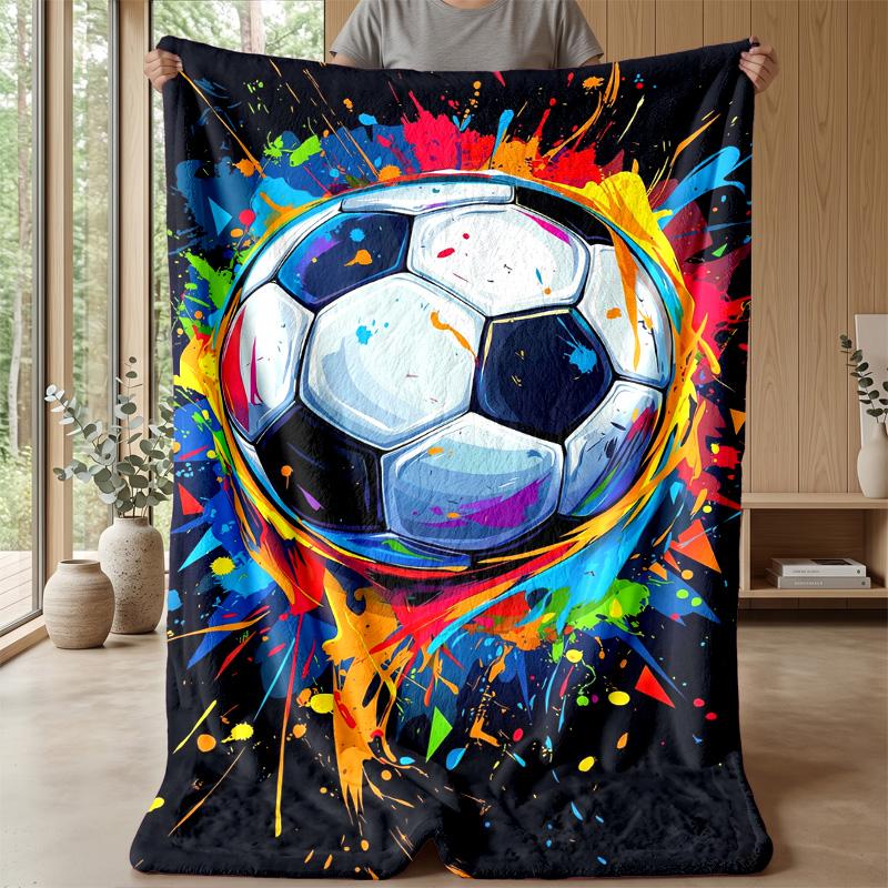 Soccer Ball Splash Art 4 Theme blanket Lightweight Warm Flannel Blanket Decorative Throw Blanket for Home Decoration