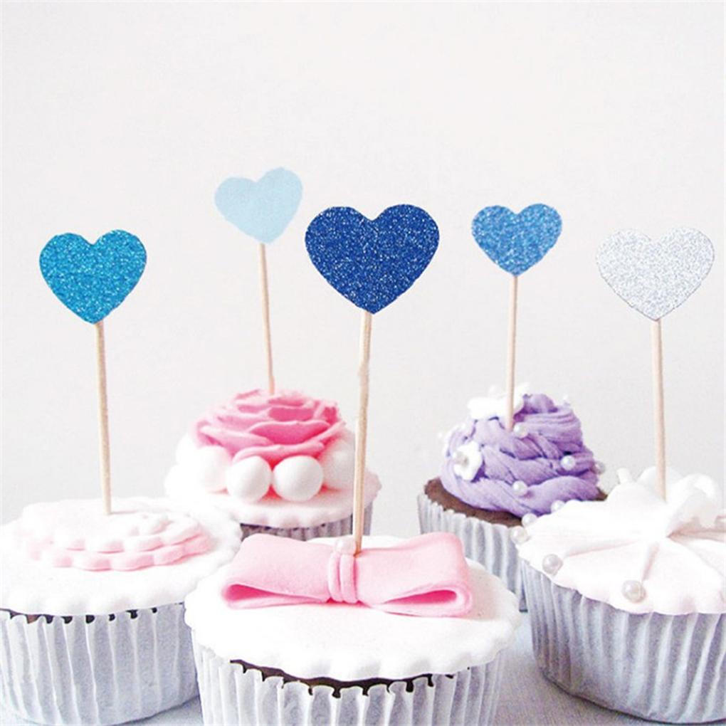 30pcs Bamboo Heart Bead Fruit Cocktail Picks Sticks Toothpick Decorations