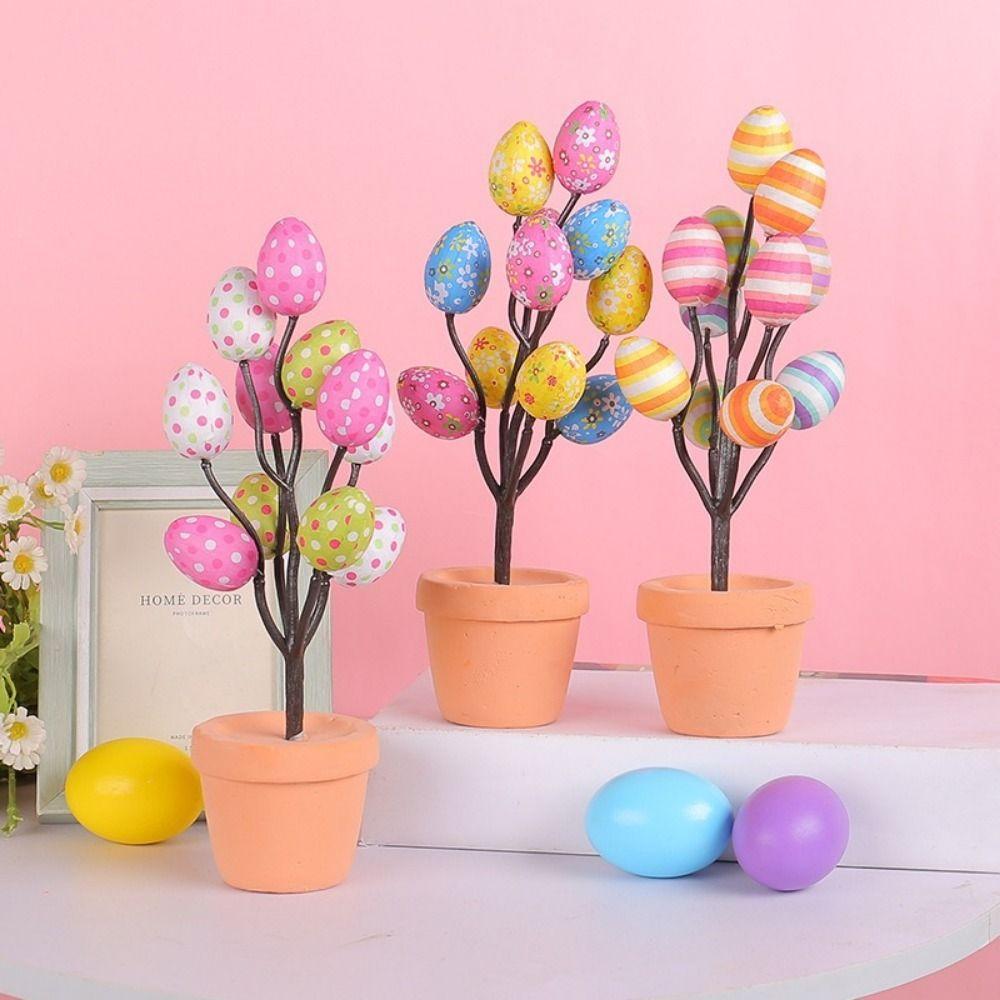 Foam Easter Egg Bonsai Simulated Easter Potted Plant Creative Easter Centerpiece  Tabletop Ornament