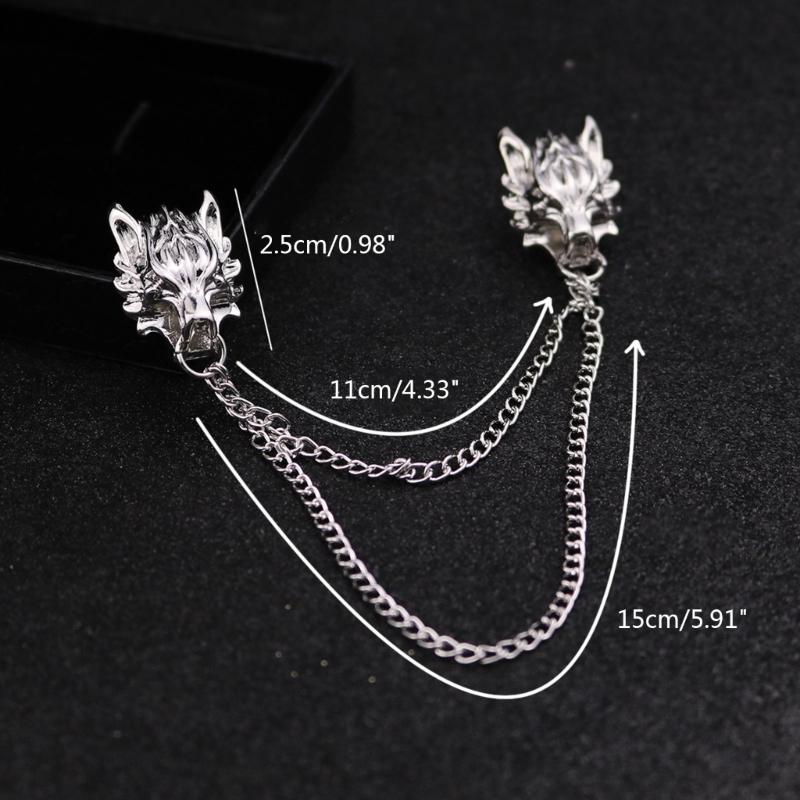 1 Pair Fashion Retro Men Brooches Wolf Animal Brooch Pins for Men And Women Wolf Brooch Shirt Collar Pin Brooch