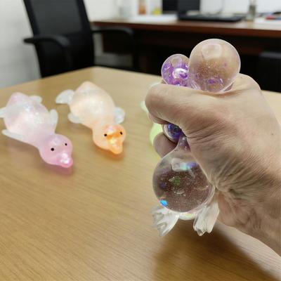 Klarer Glitzer-Quietscheente Mini Liegende Ente Angstlinderndes Sensorisches Spielzeug Langsam Aufgehendes Stressball Tierform Spielzeug