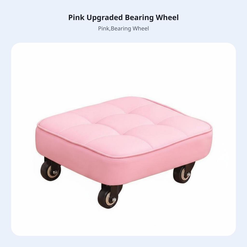 Low-Height Wheeled Seat 360-Degree Mobility Tufted Wheeled Ottoman Versatile Silent Wheels for Parents, Adults, Home, Entryway